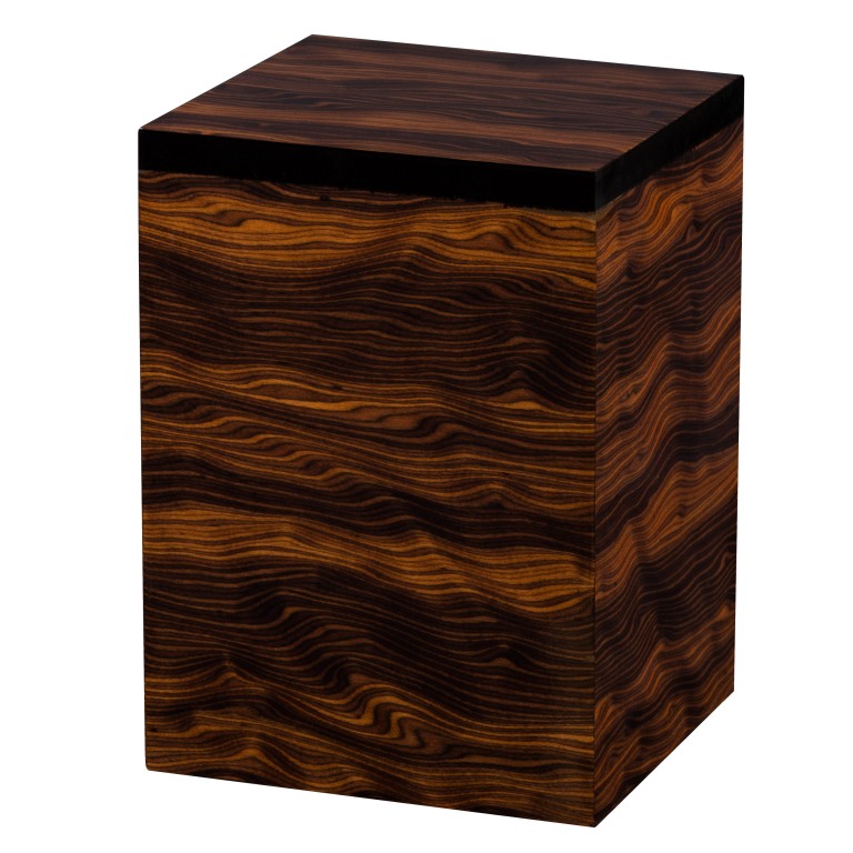 Afrikinio medžio faneruote dengta MDF urna blizgiu paviršiumi (ruda)